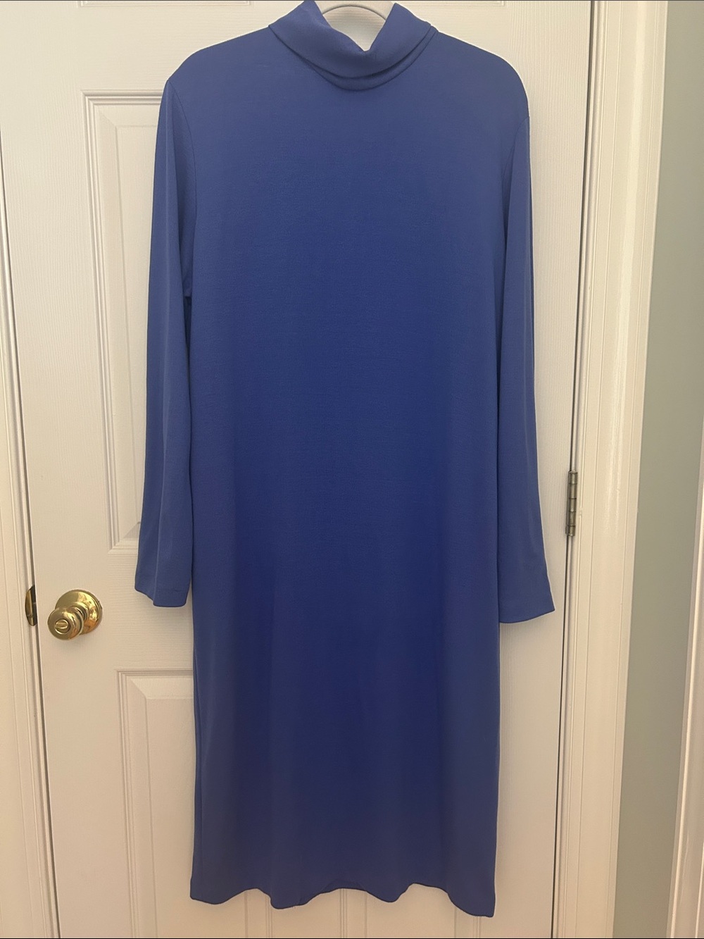 Elegant Cobalt Long-Sleeve Shift Dress